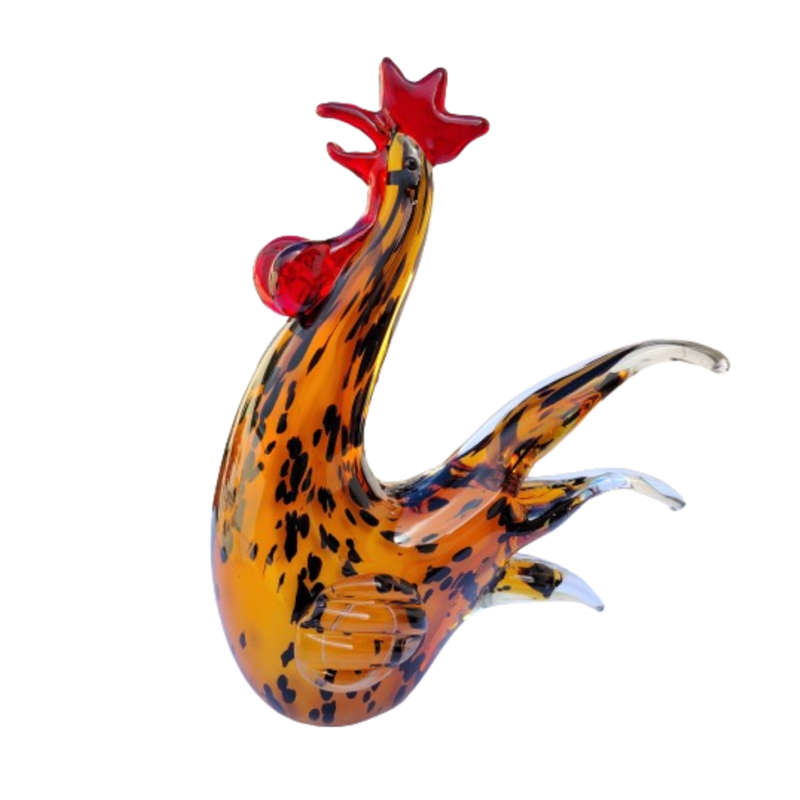 Murano Large Vintage Chicken Hen Rooster Sculpture Amber