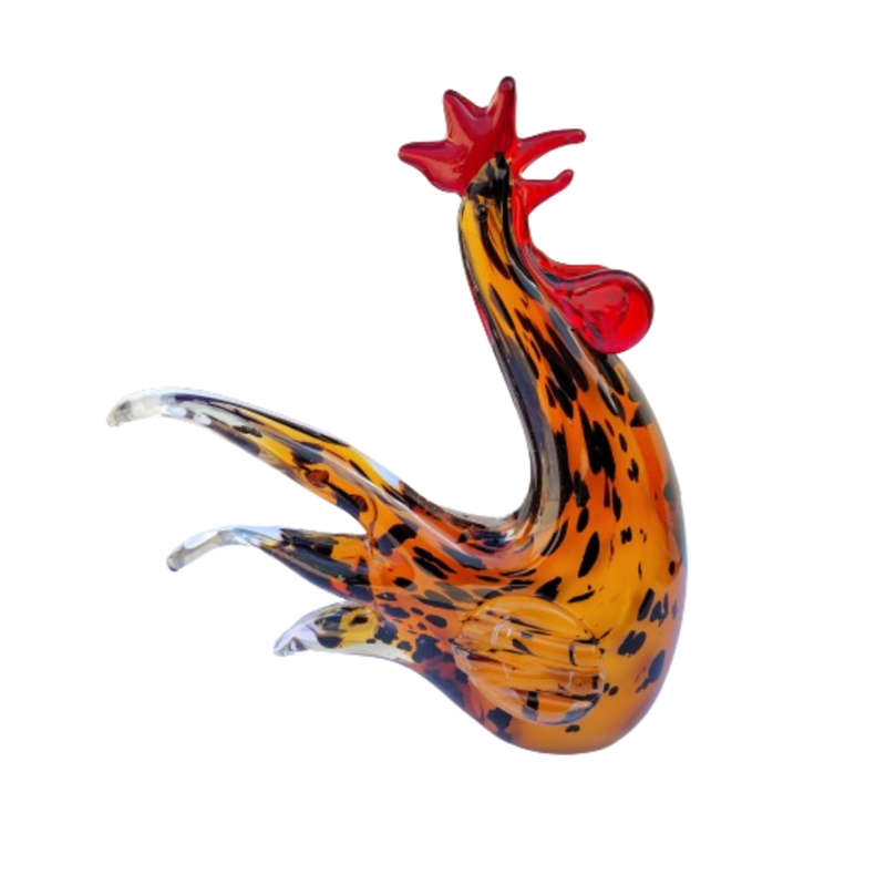 Murano Large Vintage Chicken Hen Rooster Sculpture Amber