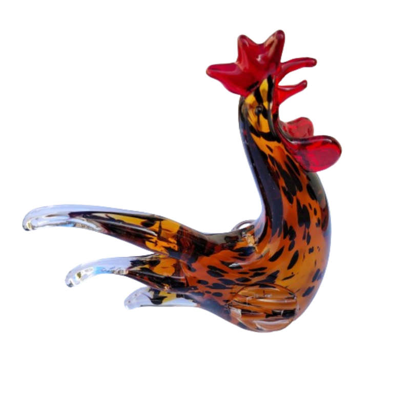 Murano Large Vintage Chicken Hen Rooster Sculpture Amber
