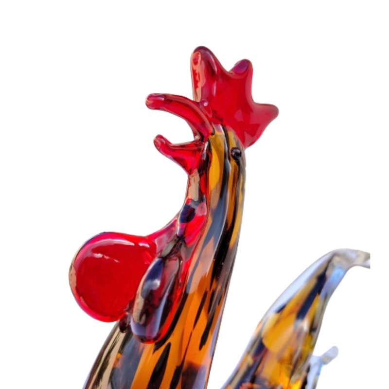Murano Large Vintage Chicken Hen Rooster Sculpture Amber
