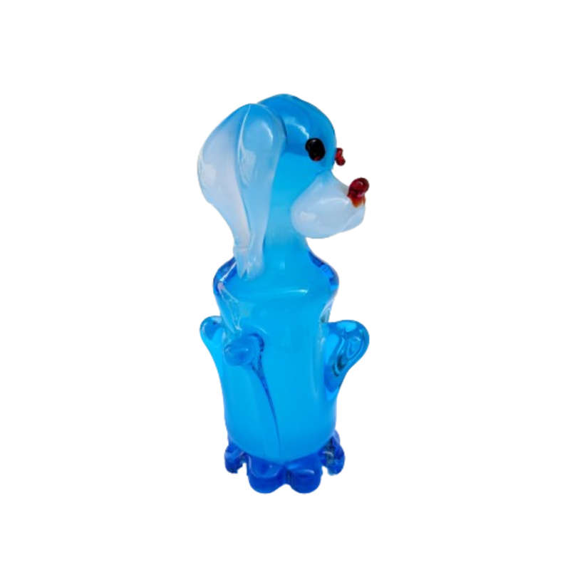 Murano vintage Art Glass Blue Sitting Dog
