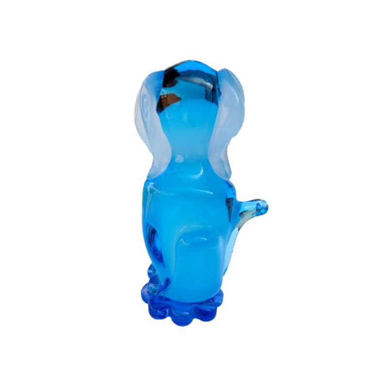 Murano vintage Art Glass Blue Sitting Dog