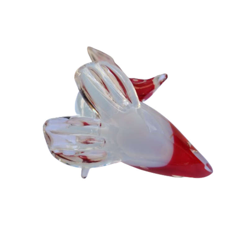 Murano Large Red and Opaque Opal White Swan Bird