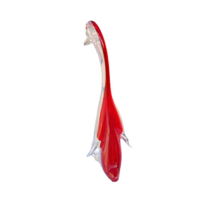 Murano Large Red and Opaque Opal White Swan Bird