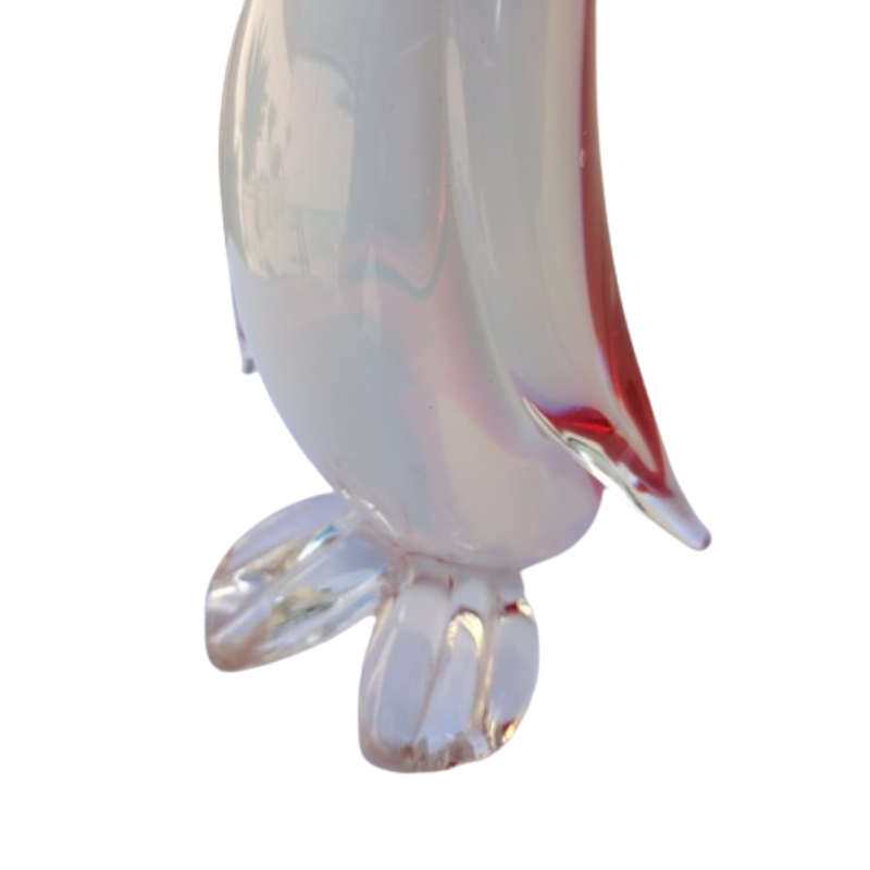 Murano Large Red and Opaque Opal White Swan Bird