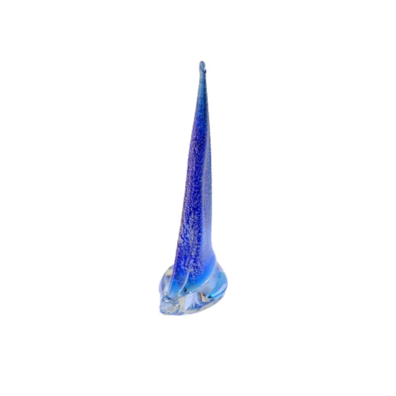 Blue Glass Sailing Boat with Textured Sail