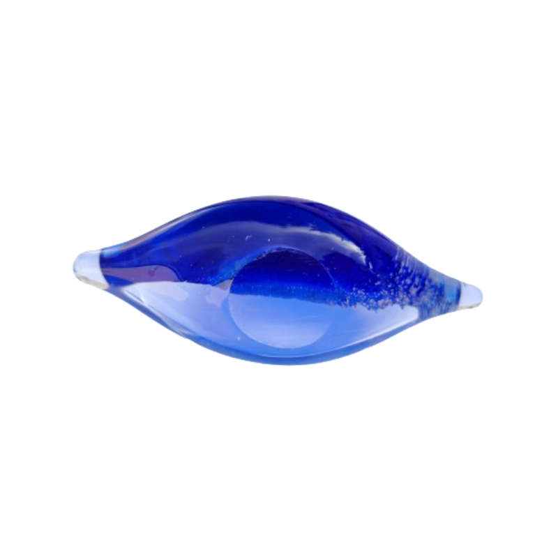 Blue Glass Sailing Boat with Textured Sail