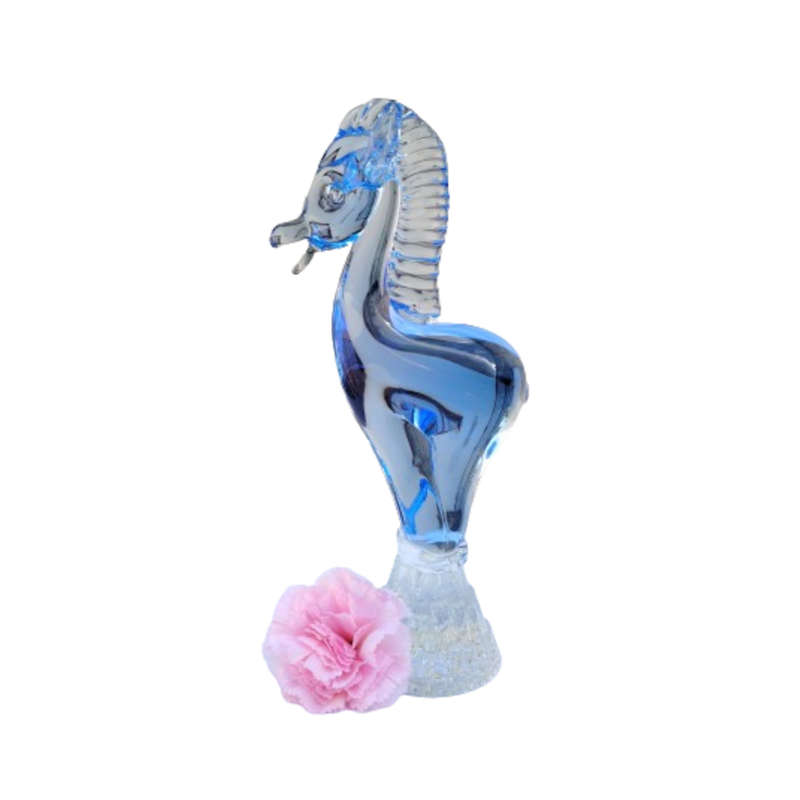 Murano Tall Large Blue Blown Art Glass Horse on Stand