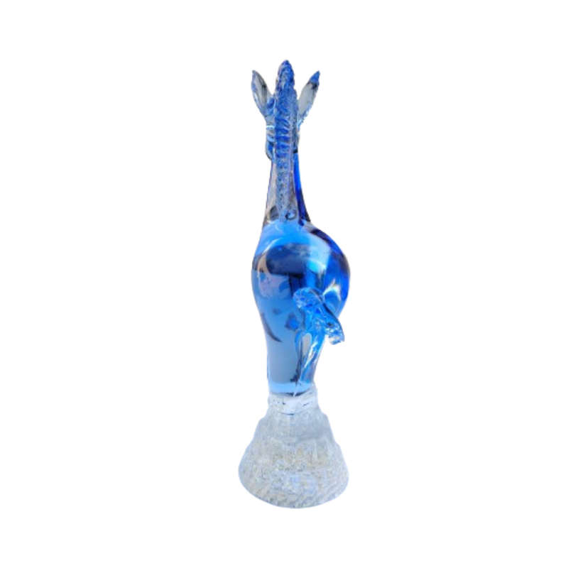 Murano Tall Large Blue Blown Art Glass Horse on Stand