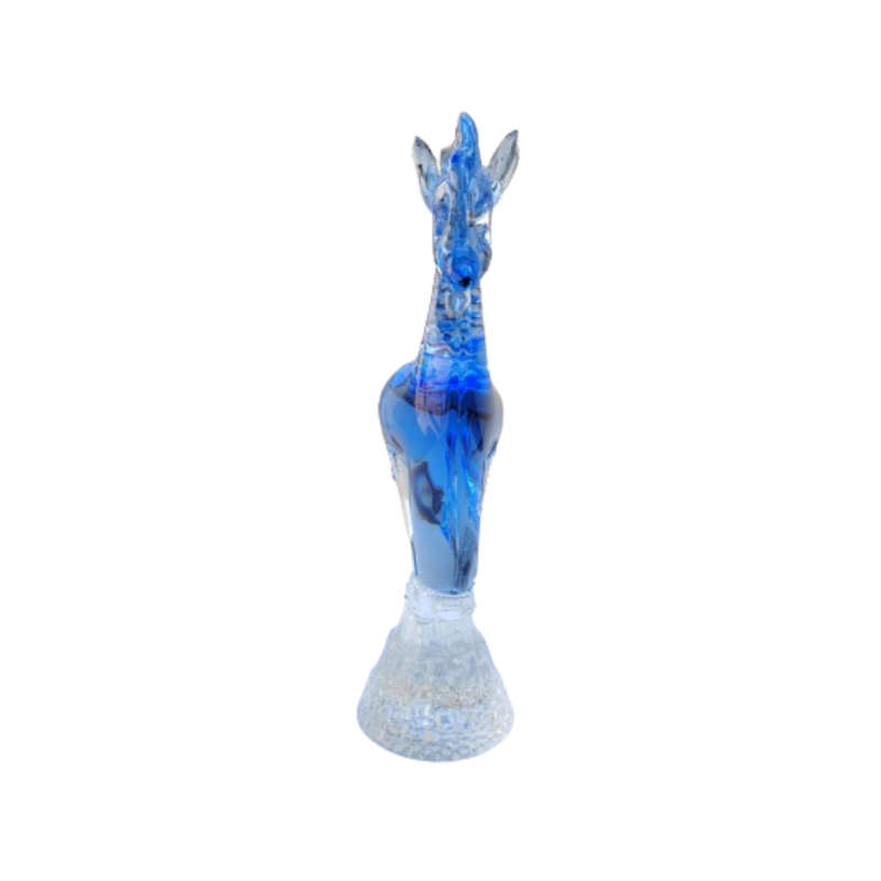 Murano Tall Large Blue Blown Art Glass Horse on Stand