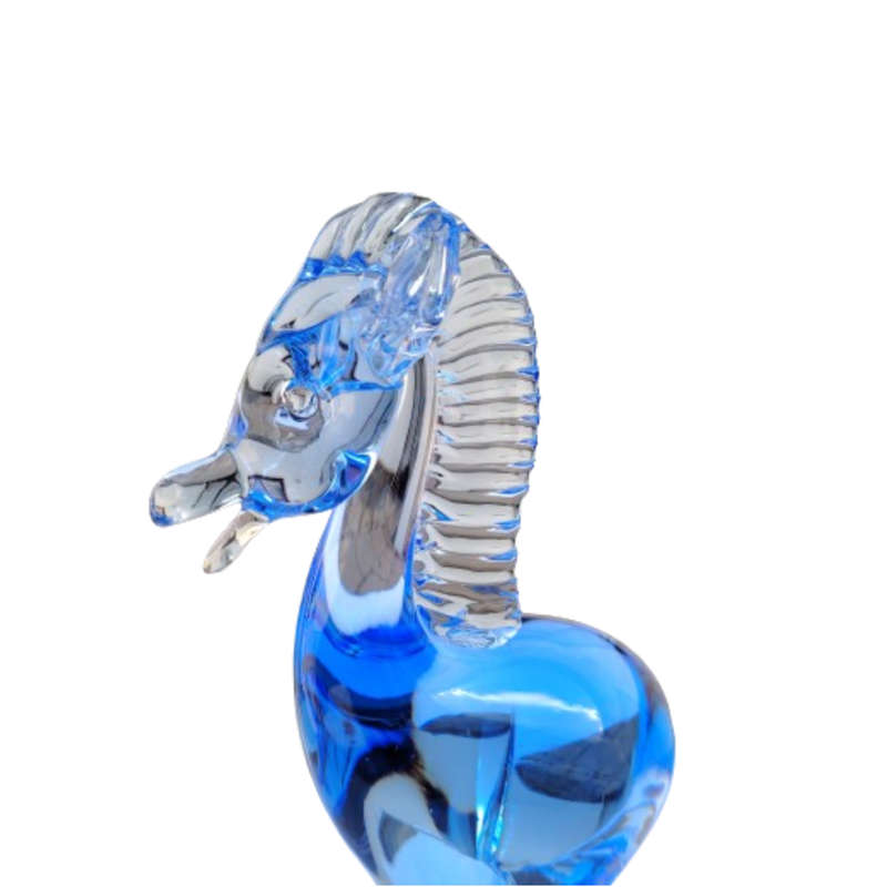Murano Tall Large Blue Blown Art Glass Horse on Stand