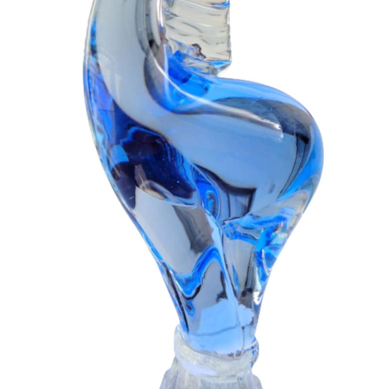 Murano Tall Large Blue Blown Art Glass Horse on Stand