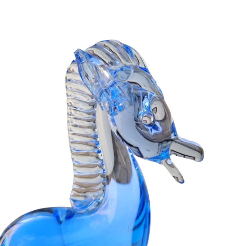 Murano Tall Large Blue Blown Art Glass Horse on Stand