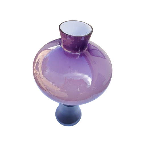 Amethyst Purple Glass Vase with Milk White interior