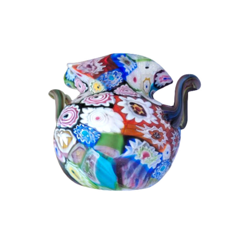 Murano Multicoloured Millefiori Fratelli Toso Vase with Handles