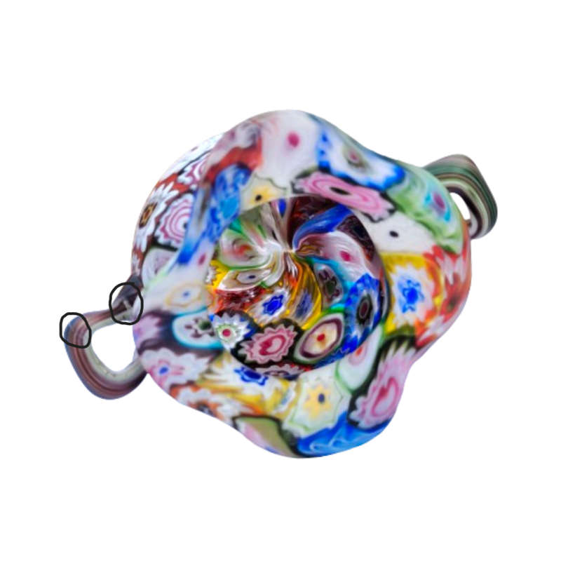 Murano Multicoloured Millefiori Fratelli Toso Vase with Handles