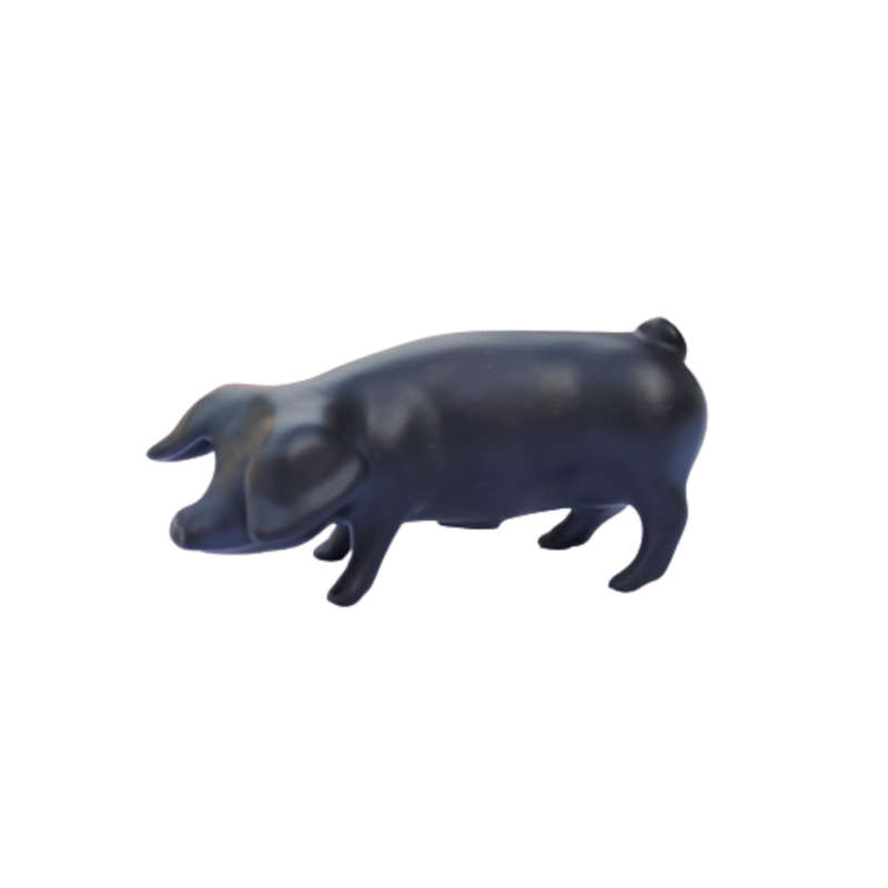 Vintage Royal Dux Bohemia Pig Figurine Mat Black