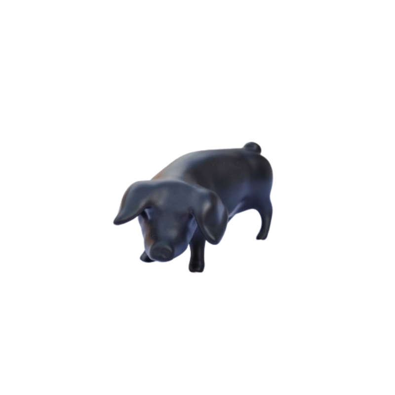 Vintage Royal Dux Bohemia Pig Figurine Mat Black