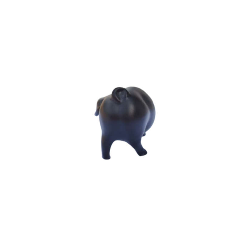 Vintage Royal Dux Bohemia Pig Figurine Mat Black