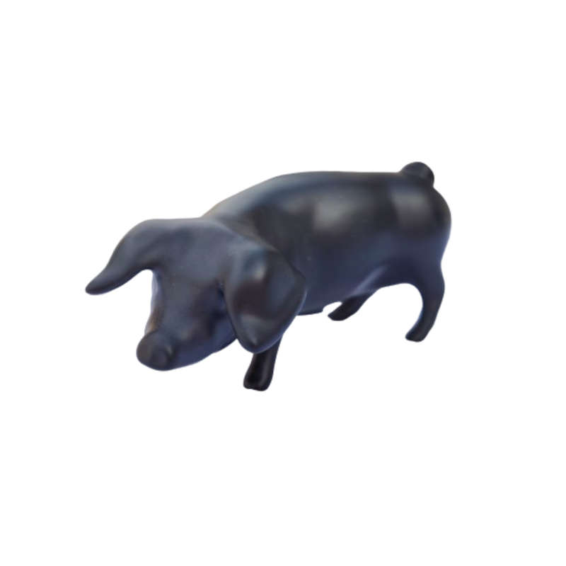 Vintage Royal Dux Bohemia Pig Figurine Mat Black