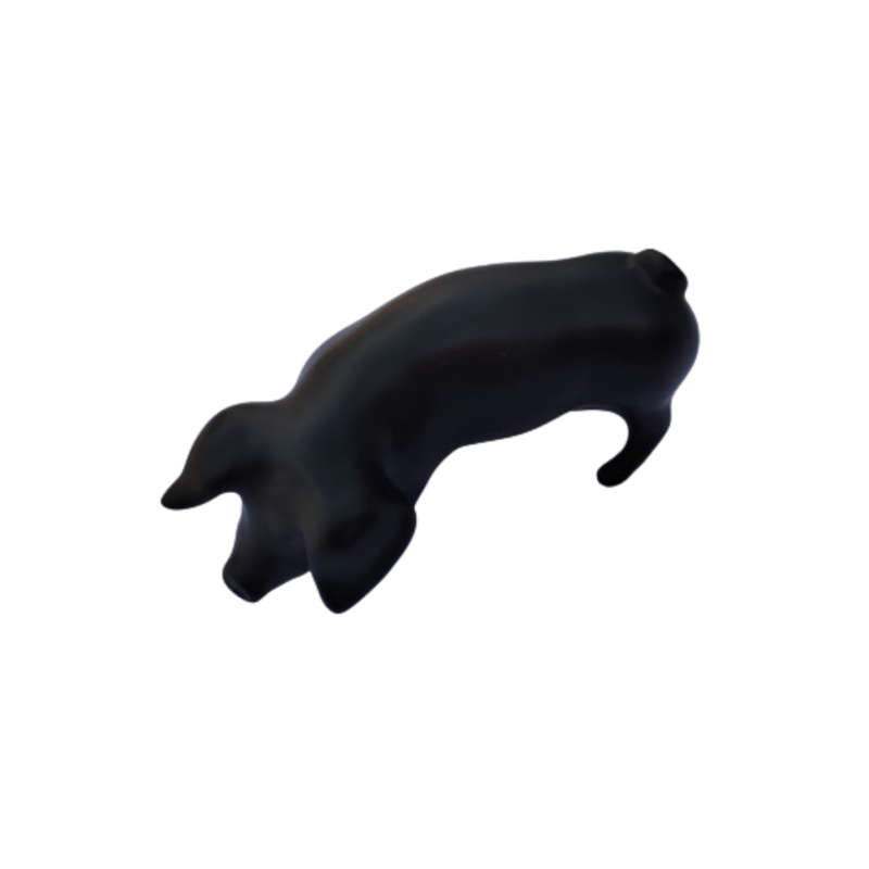 Vintage Royal Dux Bohemia Pig Figurine Mat Black