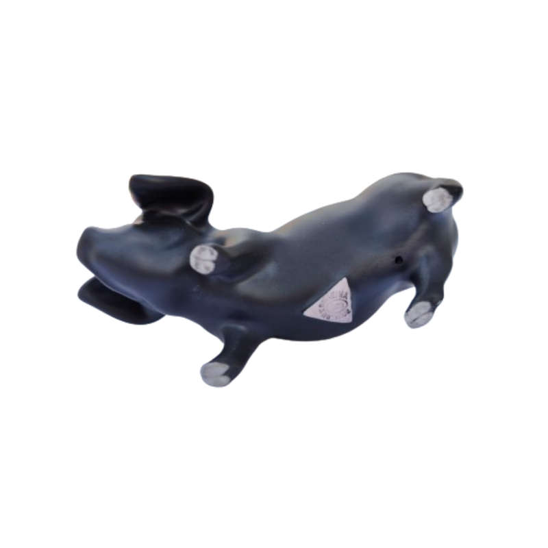 Vintage Royal Dux Bohemia Pig Figurine Mat Black