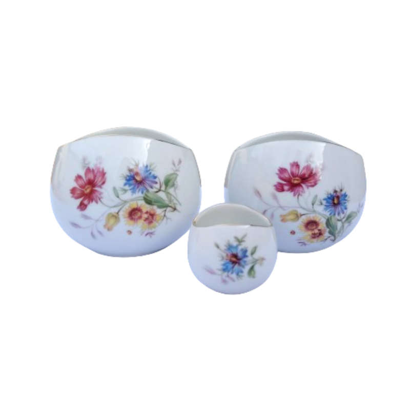 KPM Krister German White porcelain with floral design vases