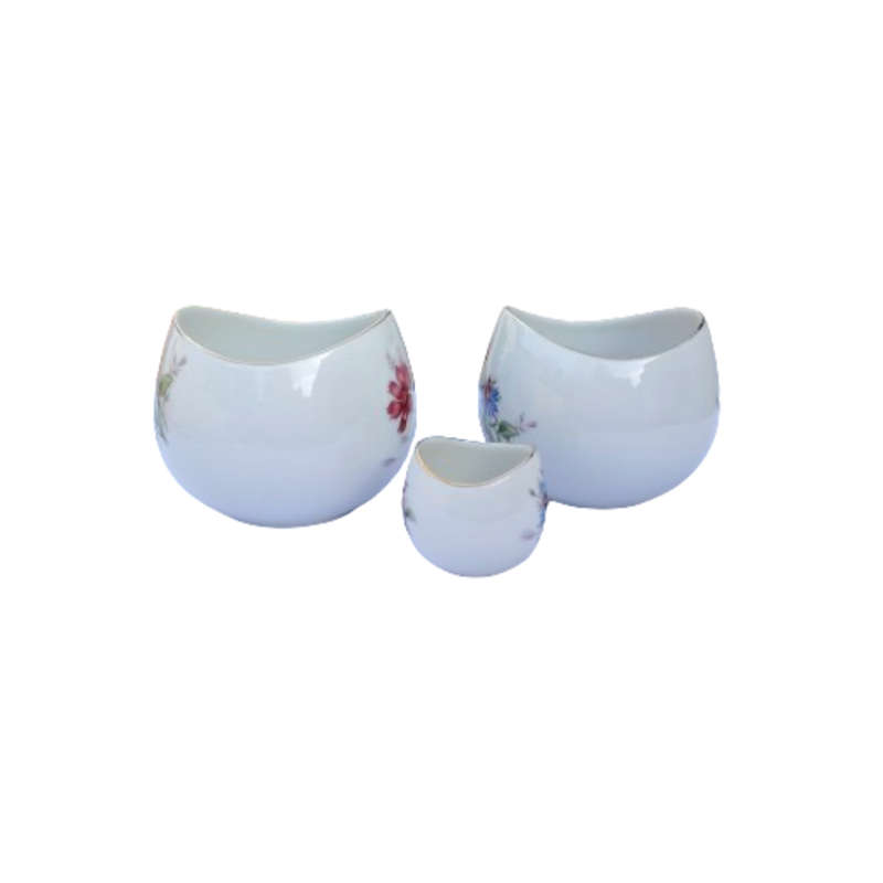 KPM Krister German White porcelain with floral design vases