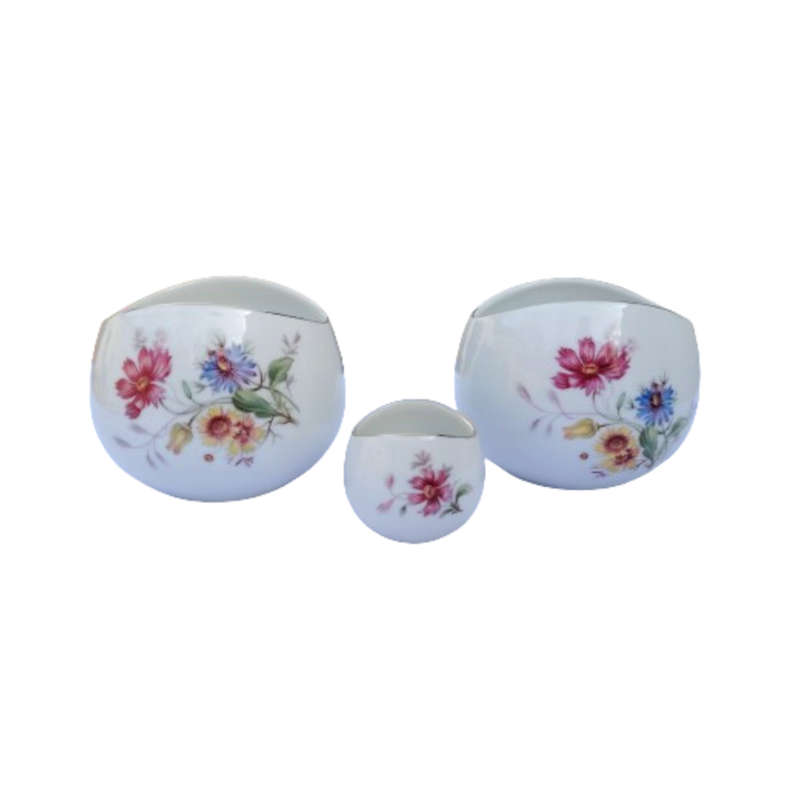 KPM Krister German White porcelain with floral design vases