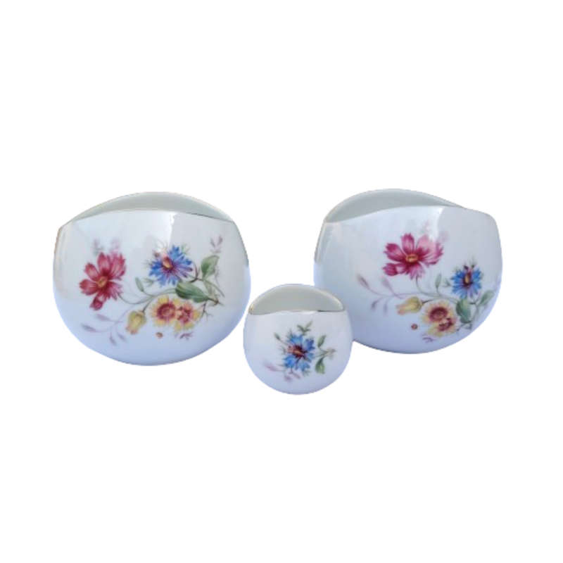 KPM Krister German White porcelain with floral design vases