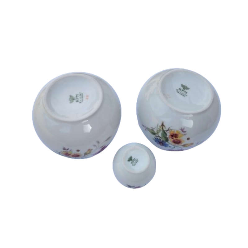 KPM Krister German White porcelain with floral design vases