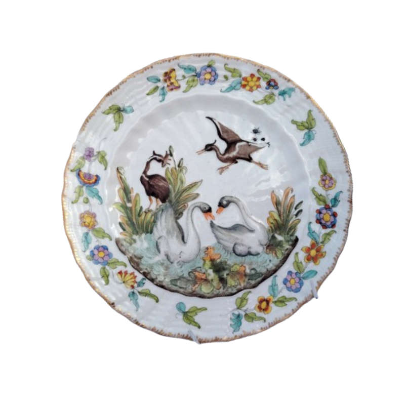 Capodimonte Swan and Heron Plate