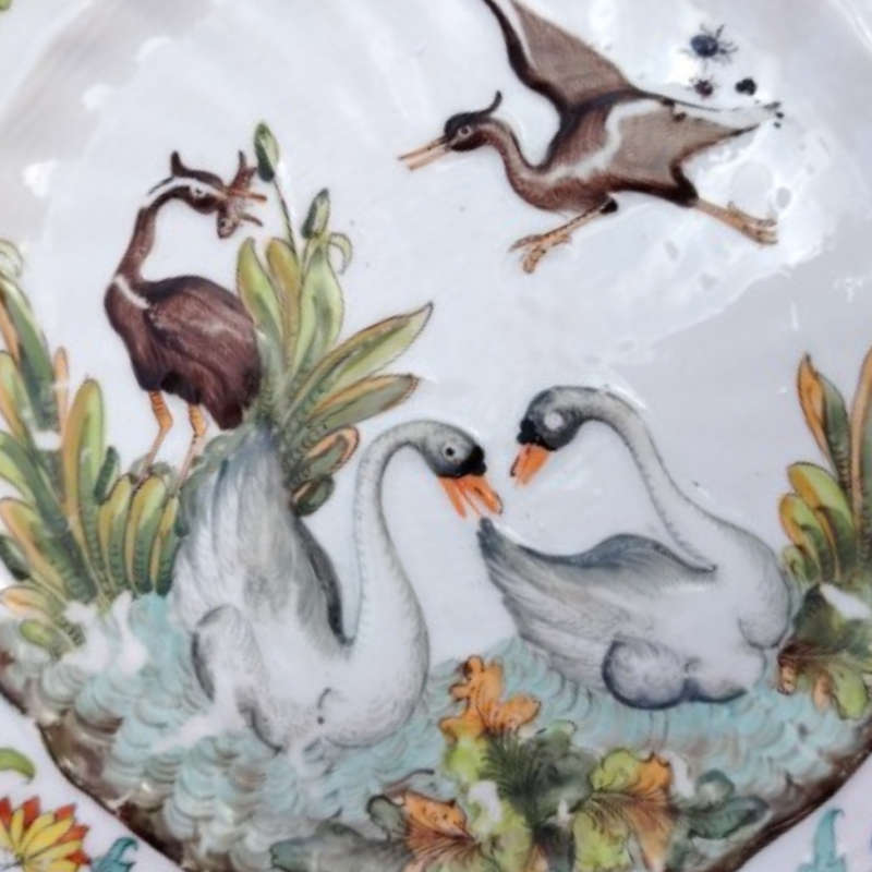 Capodimonte Swan and Heron Plate