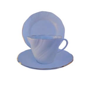 Queens Marie White and Gold Embossed Trio