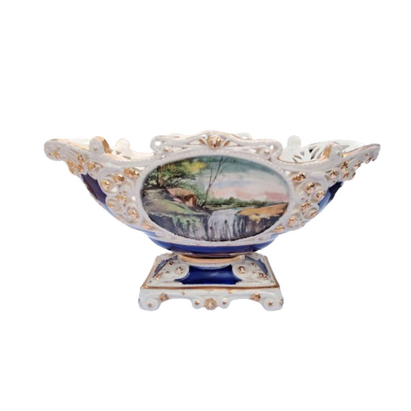 Capodimonte Large Bowl Gold Embellished Angel Cherub with 24k Gold Italy