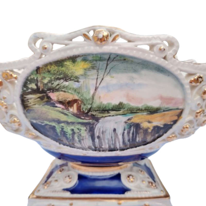 Capodimonte Large Bowl Gold Embellished Angel Cherub with 24k Gold Italy