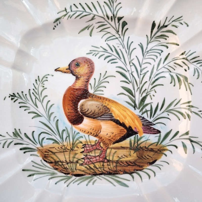 Ceramic Pottery Square Wall Plate Cinnamon Teal Duck signed
