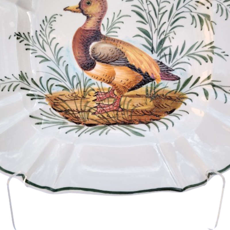 Ceramic Pottery Square Wall Plate Cinnamon Teal Duck signed