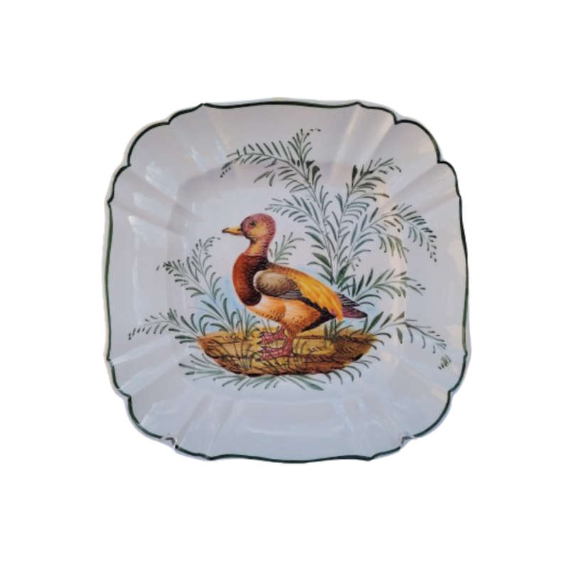 Ceramic Pottery Square Wall Plate Yellow Winged Duck signed