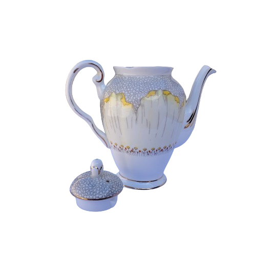 Tuscan England yellow Poppy Flowers with Red Raised Enamel Coffee pot