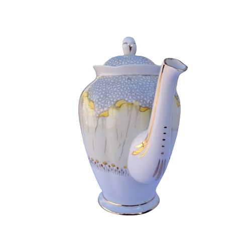 Tuscan England yellow Poppy Flowers with Red Raised Enamel Coffee pot