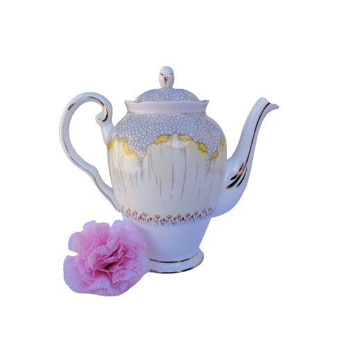 Tuscan England yellow Poppy Flowers with Red Raised Enamel Coffee pot