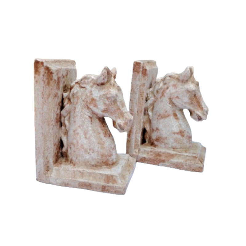 Marble Look Pottery Horse Head Bookends