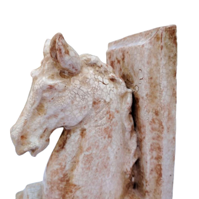Marble Look Pottery Horse Head Bookends