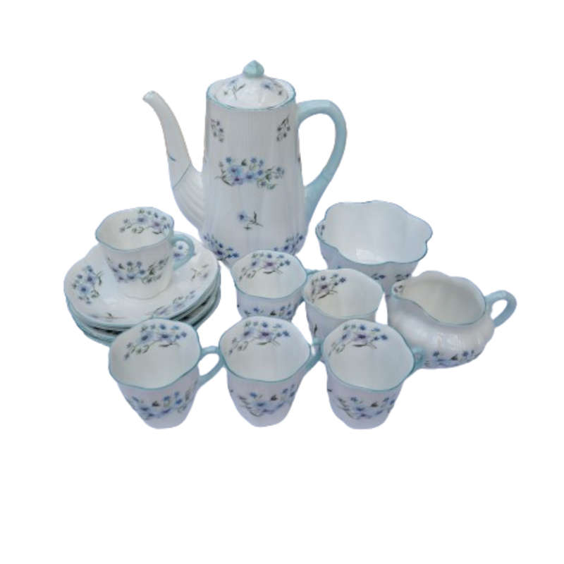 Shelley Coffee Set white with blue flowers Blue Rock