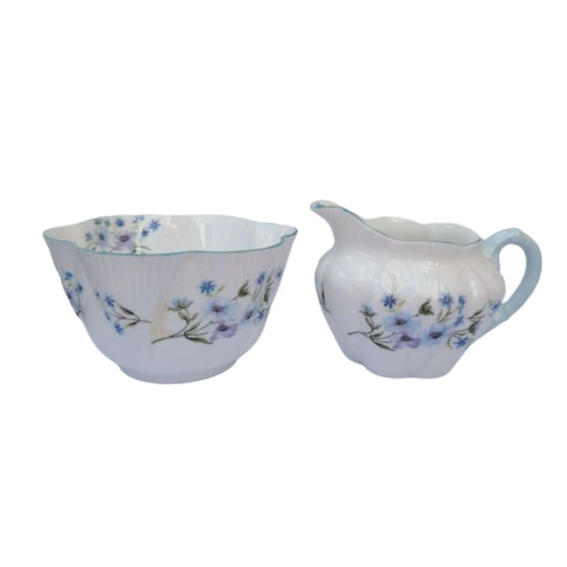 Shelley Coffee Set white with blue flowers Blue Rock