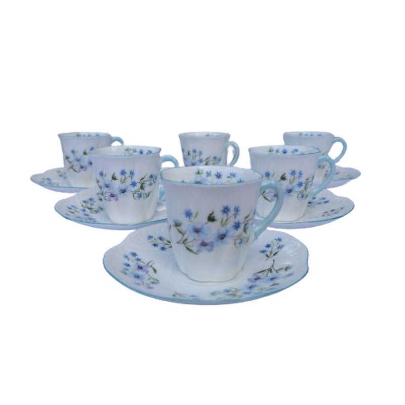 Shelley Coffee Set white with blue flowers Blue Rock