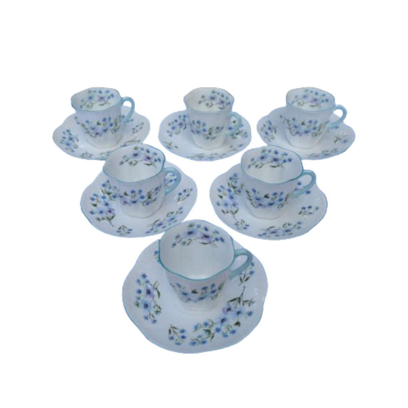 Shelley Coffee Set white with blue flowers Blue Rock