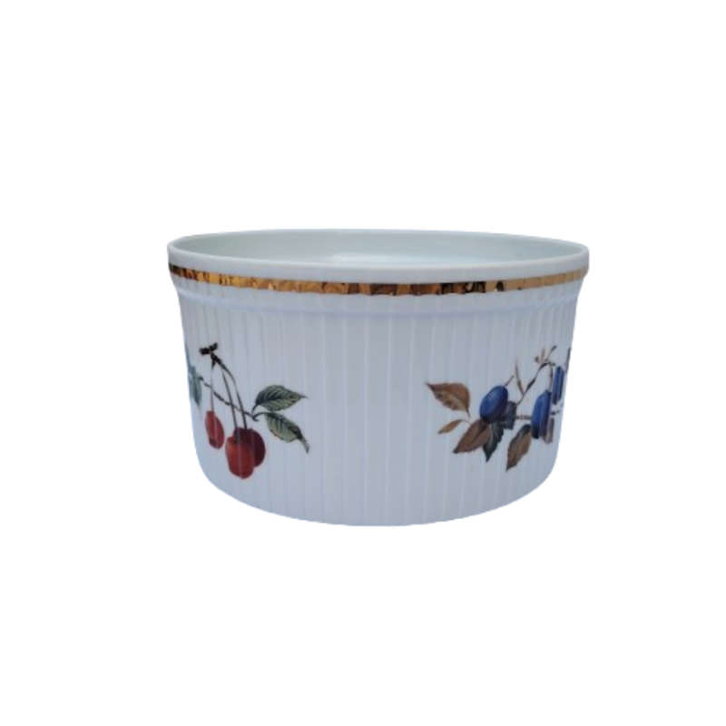 Royal Worcester Souffle Baking Large Dish Evesham Porcelain England Fruits