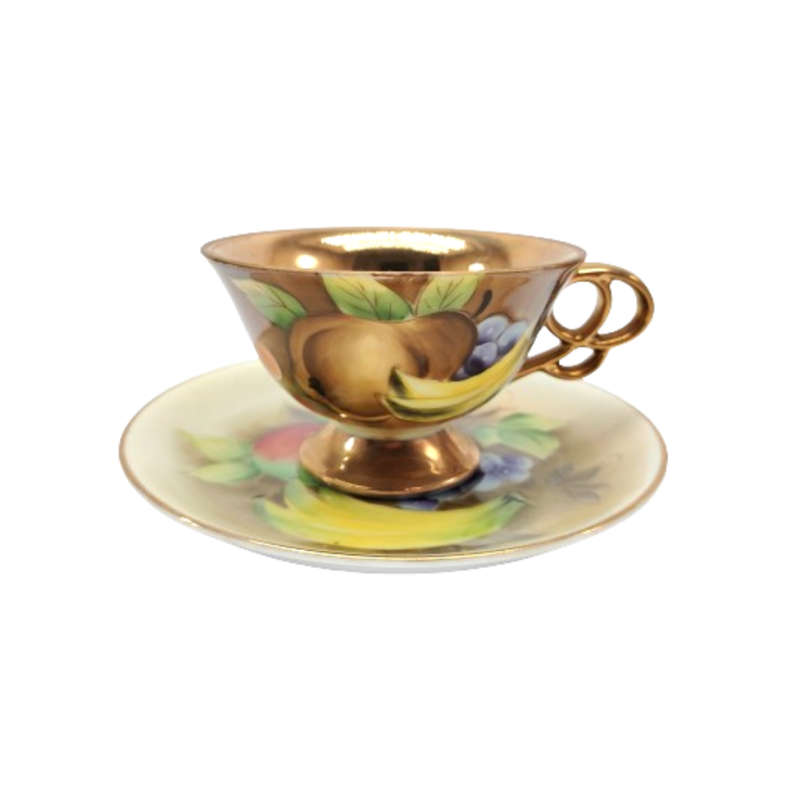 Stunning handpainted Balboa Fruit Design with Gold inside 6 x Trio's
